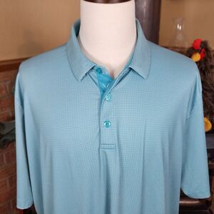 Callaway Opti Dry Teal and White Check Polo Size XXL Lady Bird Johnson GC Logo